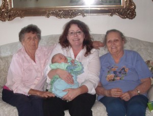 Grandma Smith and Grandma June with me and Little Sir.